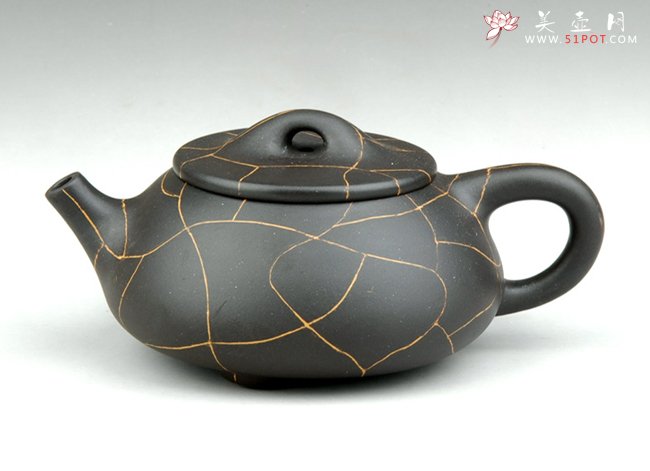 紫砂壶图片：开片石瓢 200CC - 宜兴紫砂壶网