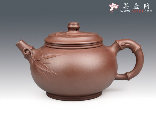 紫砂壶图片：双线圆竹 - 宜兴紫砂壶网