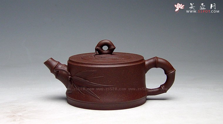 紫砂壶图片：《竹趣》紫泥，1800cc - 宜兴紫砂壶网