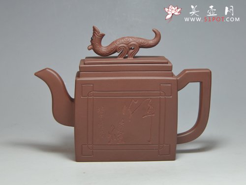 紫砂壶图片：龙凤呈祥 400CC 清水泥 - 宜兴紫砂壶网
