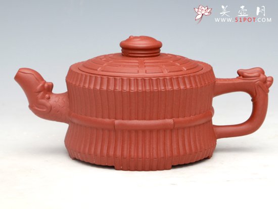 紫砂壶图片：龙头一捆竹（清水泥）500ML大  350ML小 - 宜兴紫砂壶网