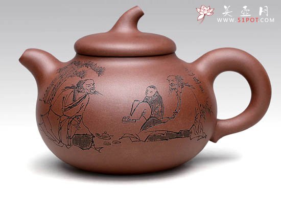 紫砂壶图片：茄段  泥料：紫泥  容量：350CC - 宜兴紫砂壶网