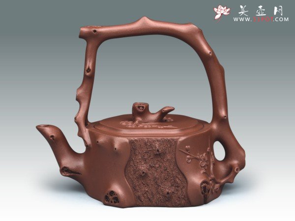 紫砂壶图片：梅椿提梁 - 宜兴紫砂壶网