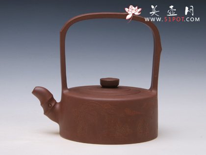 紫砂壶图片：扁竹提梁 - 宜兴紫砂壶网