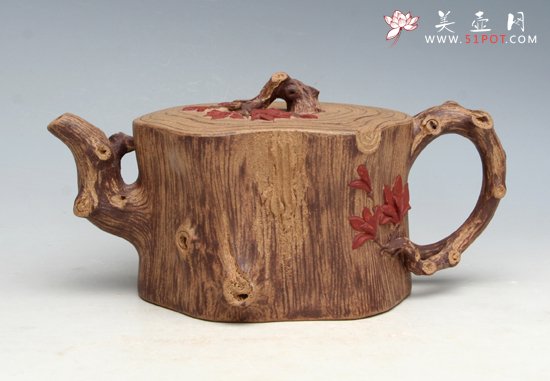 紫砂壶图片：红枫树皮桩 - 宜兴紫砂壶网