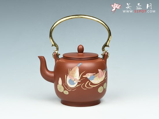 紫砂壶图片：提梁莲子 - 宜兴紫砂壶网