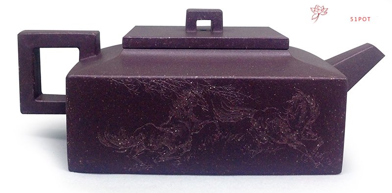 紫砂壶图片：紫玉金方壶 - 宜兴紫砂壶网