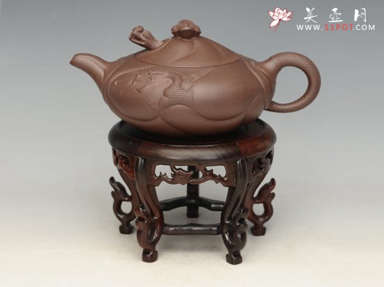 紫砂壶图片：鱼化龙   容量：380cc - 宜兴紫砂壶网