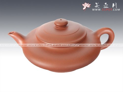 紫砂壶图片：虚扁 200cc 清水泥 - 宜兴紫砂壶网