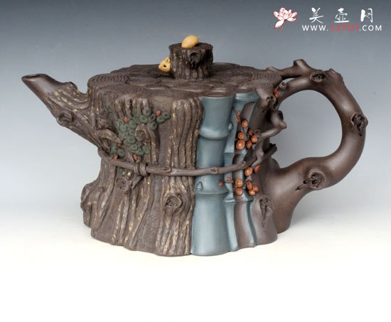 紫砂壶图片：束柴三友  2800cc - 宜兴紫砂壶网