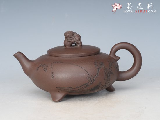 紫砂壶图片：三足狮鼎 - 宜兴紫砂壶网