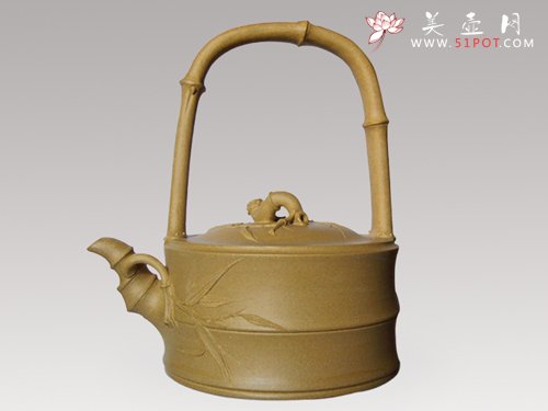 紫砂壶图片：竹段提梁 - 宜兴紫砂壶网