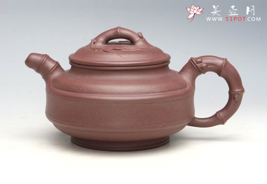 紫砂壶图片：双线竹鼓（底槽清） - 宜兴紫砂壶网