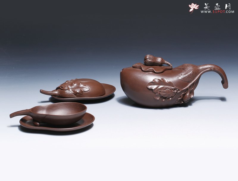 紫砂壶图片：紫茄茶具 - 宜兴紫砂壶网