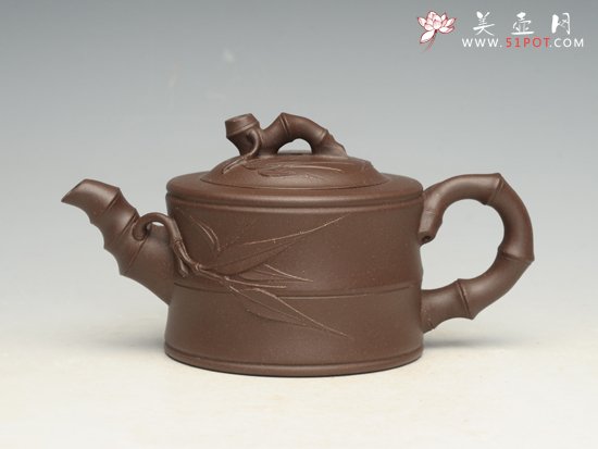 紫砂壶图片：可心竹段  容量：（大）600cc - 宜兴紫砂壶网