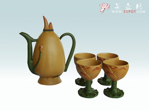 紫砂壶图片：荷花酒具 - 宜兴紫砂壶网