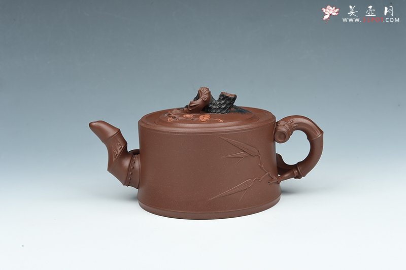 紫砂壶图片：三友竹段壶 - 宜兴紫砂壶网