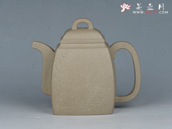 紫砂壶图片：汉方 容量：350cc 泥料：本山绿泥 - 宜兴紫砂壶网