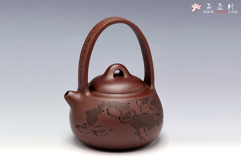 紫砂壶图片：晶泉提梁 - 宜兴紫砂壶网