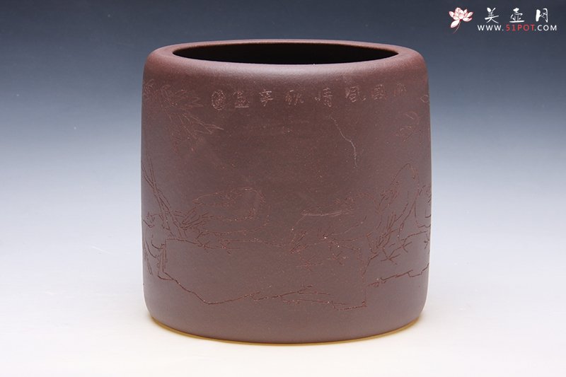 紫砂壶图片：“南国风情”笔筒 - 宜兴紫砂壶网