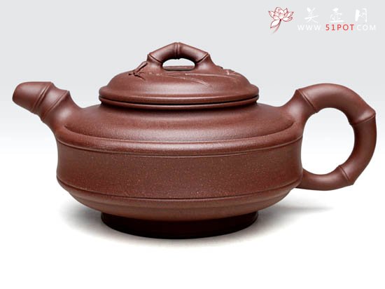 紫砂壶图片：竹鼓  泥料：老紫泥  容量：500CC - 宜兴紫砂壶网