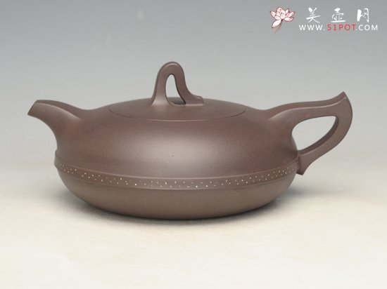 紫砂壶图片：玉带  泥料：紫泥 容量：400cc - 宜兴紫砂壶网