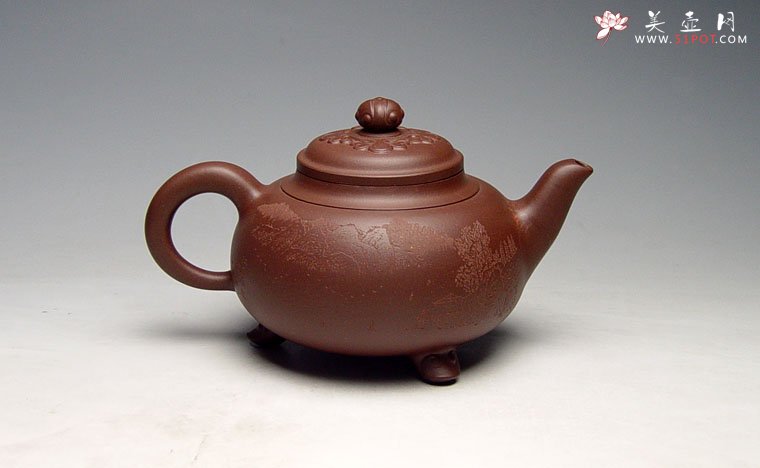 紫砂壶图片：三脚如意壶 - 宜兴紫砂壶网