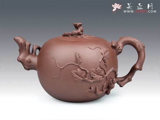 紫砂壶图片：松鼠葡萄 - 宜兴紫砂壶网