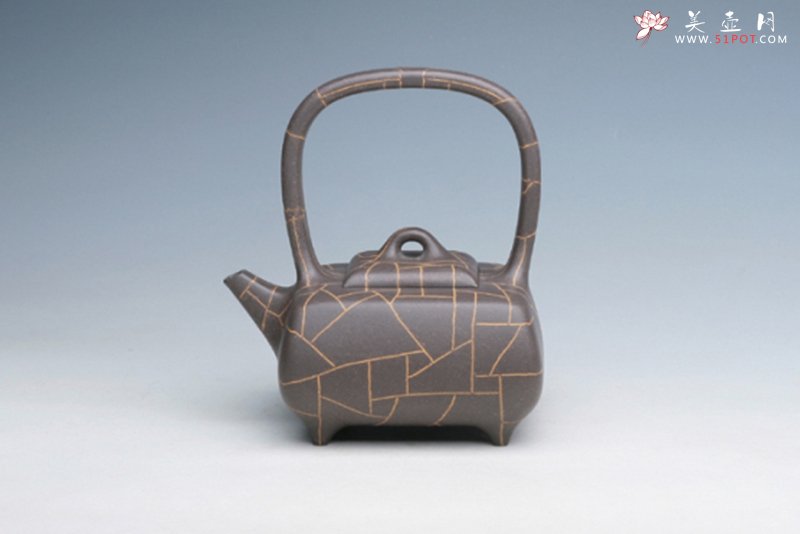紫砂壶图片：冰纹提梁 - 宜兴紫砂壶网