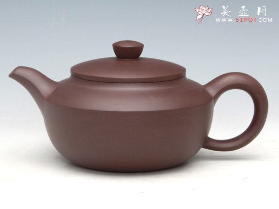 紫砂壶图片：合扁（紫泥）400ML - 宜兴紫砂壶网