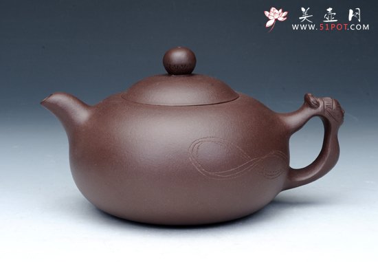 紫砂壶图片：飞仙壶 紫泥 - 宜兴紫砂壶网