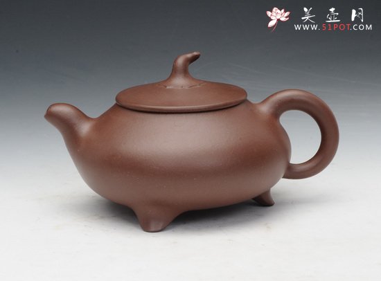 紫砂壶图片：三足茄形壶 - 宜兴紫砂壶网