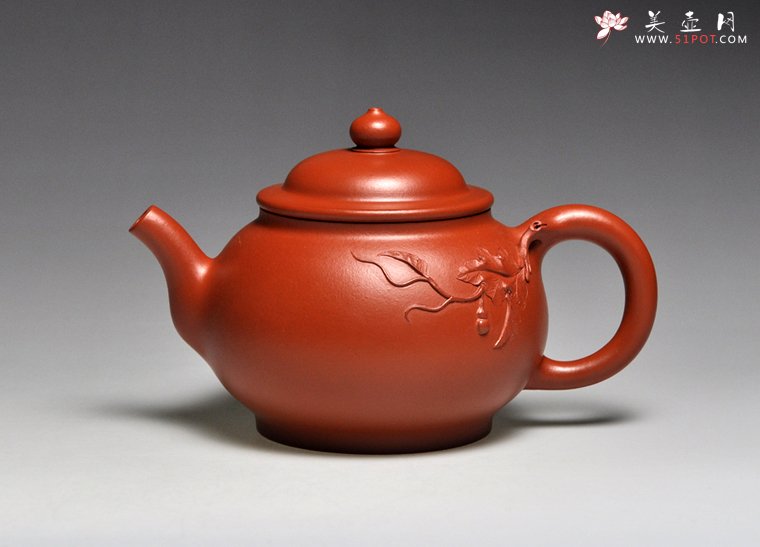 紫砂壶图片：《葫芦》泥料：朱泥  容量：350cc - 宜兴紫砂壶网