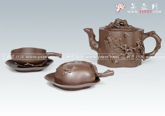 紫砂壶图片：梅桩套壶 拷贝 - 宜兴紫砂壶网