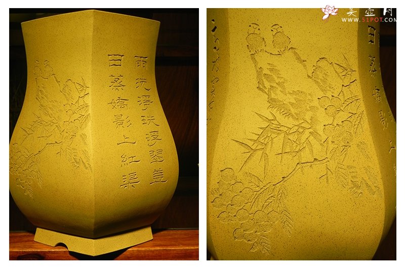 紫砂壶图片：六方花瓶 - 宜兴紫砂壶网