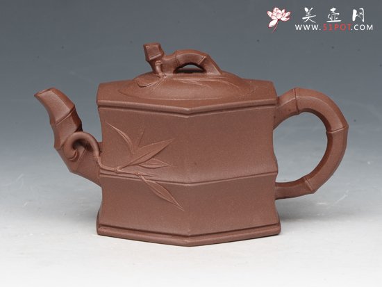 紫砂壶图片：六方竹段 - 宜兴紫砂壶网