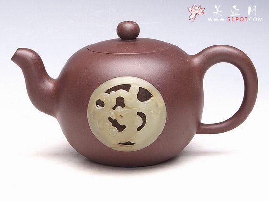 紫砂壶图片：一粒珠镶玉 - 宜兴紫砂壶网
