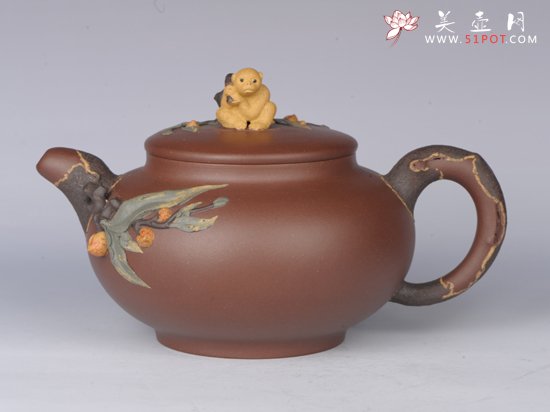 紫砂壶图片：灵猴献寿 - 宜兴紫砂壶网