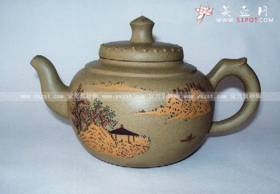 紫砂壶图片：鼓子泥绘 - 宜兴紫砂壶网