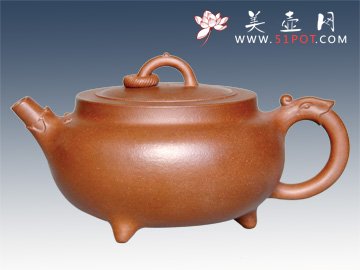 紫砂壶图片：龙把三足 - 宜兴紫砂壶网