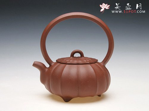 紫砂壶图片： 菱花提梁 200... - 宜兴紫砂壶网