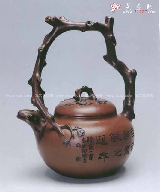 紫砂壶图片：东坡提梁壶 - 宜兴紫砂壶网