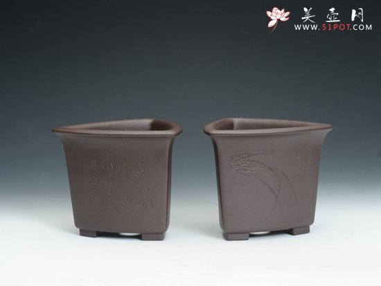 紫砂壶图片：三脚盆（全手工） - 宜兴紫砂壶网