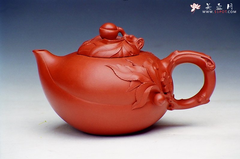 紫砂壶图片：红圣桃壶 - 宜兴紫砂壶网
