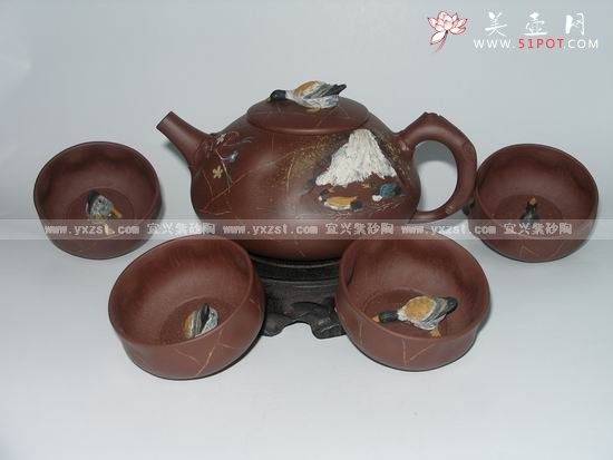 紫砂壶图片：山之春色茶具 - 宜兴紫砂壶网