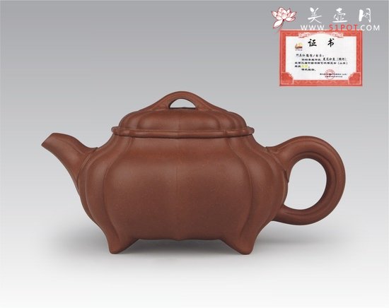 紫砂壶图片：椭圆菱花如意 - 宜兴紫砂壶网