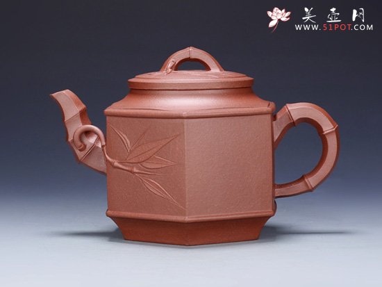 紫砂壶图片：小六方竹段1 - 宜兴紫砂壶网