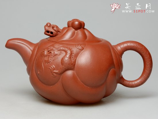 紫砂壶图片：鱼化龙  520cc - 宜兴紫砂壶网