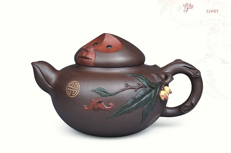 紫砂壶图片：十二生肖之 灵猴献寿 - 宜兴紫砂壶网