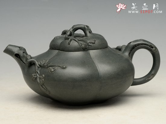 紫砂壶图片：上合梅 泥料：天青泥 180cc - 宜兴紫砂壶网